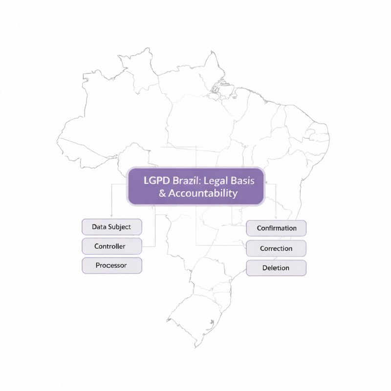 LGPD Brazil framework showing Lei Geral de Proteção de Dados legal basis and accountability structure