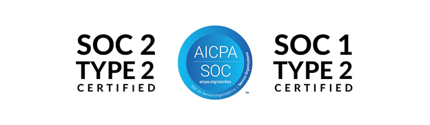 SOC 1 and SOC 2 Type 2 AICPA Certification SOC 1 and SOC 2 Type 2 certification badges issued by AICPA