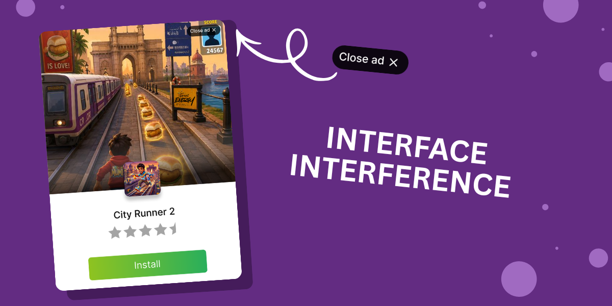 Interface Interference in Consent Advertisement with a misleading close button placement designed to influence user actions
