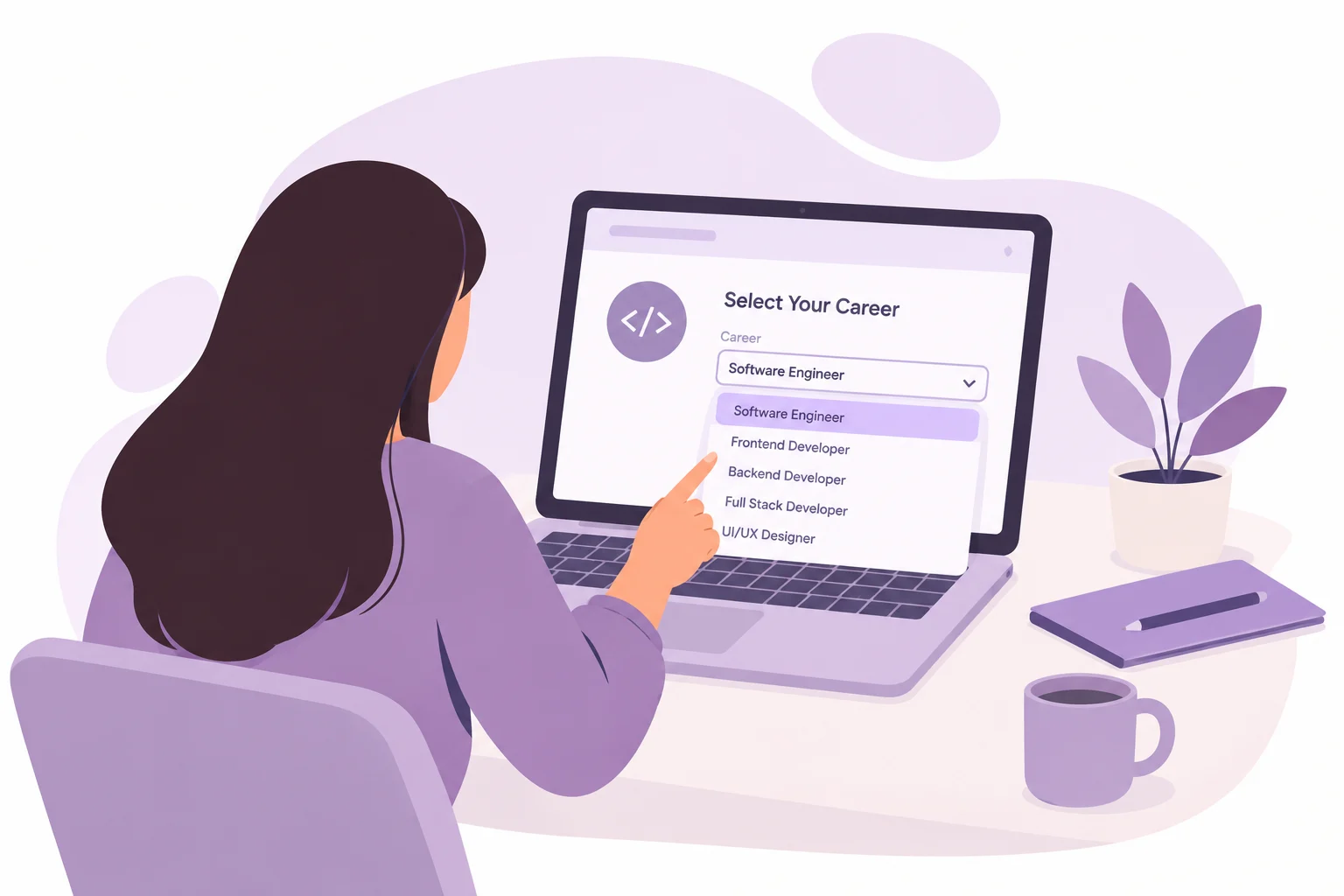 Candidate selecting a career opportunity and applying for a job online