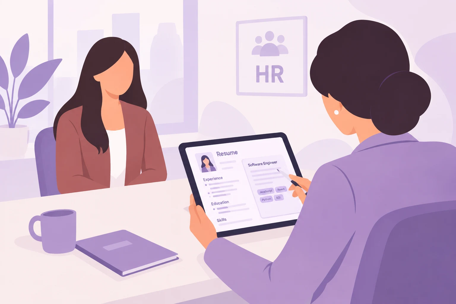Candidate participating in an interview with member of the hiring team
